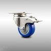 Service Caster 3 Inch 316SS Blue Polyurethane Swivel Top Plate Caster with Total Lock Brake SCC-SS316TTL20S314-PPUB-BLUE